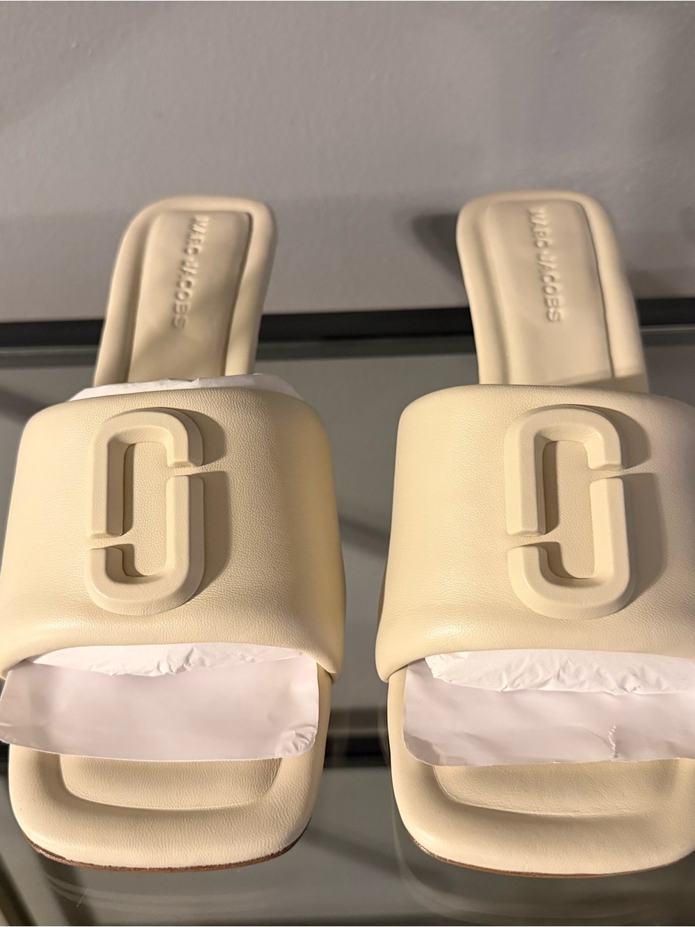 Marc Jacobs Cloud White Logo Slide Sandals
